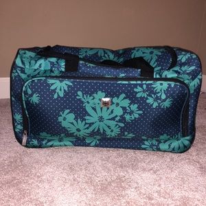 Blue Flowered Luggage Carry-On Bag